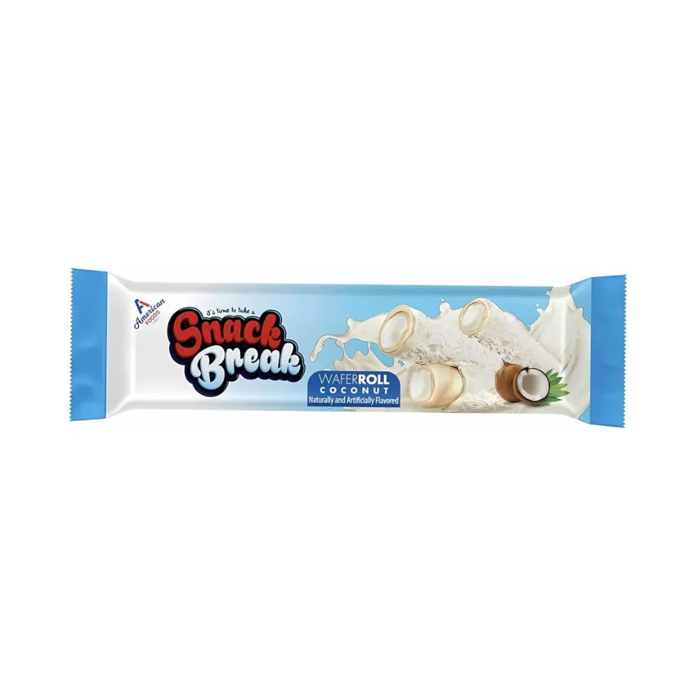 Snack Break Wafer Roll Coconut, oblatna prekrivena i punjena kokosom od 18g