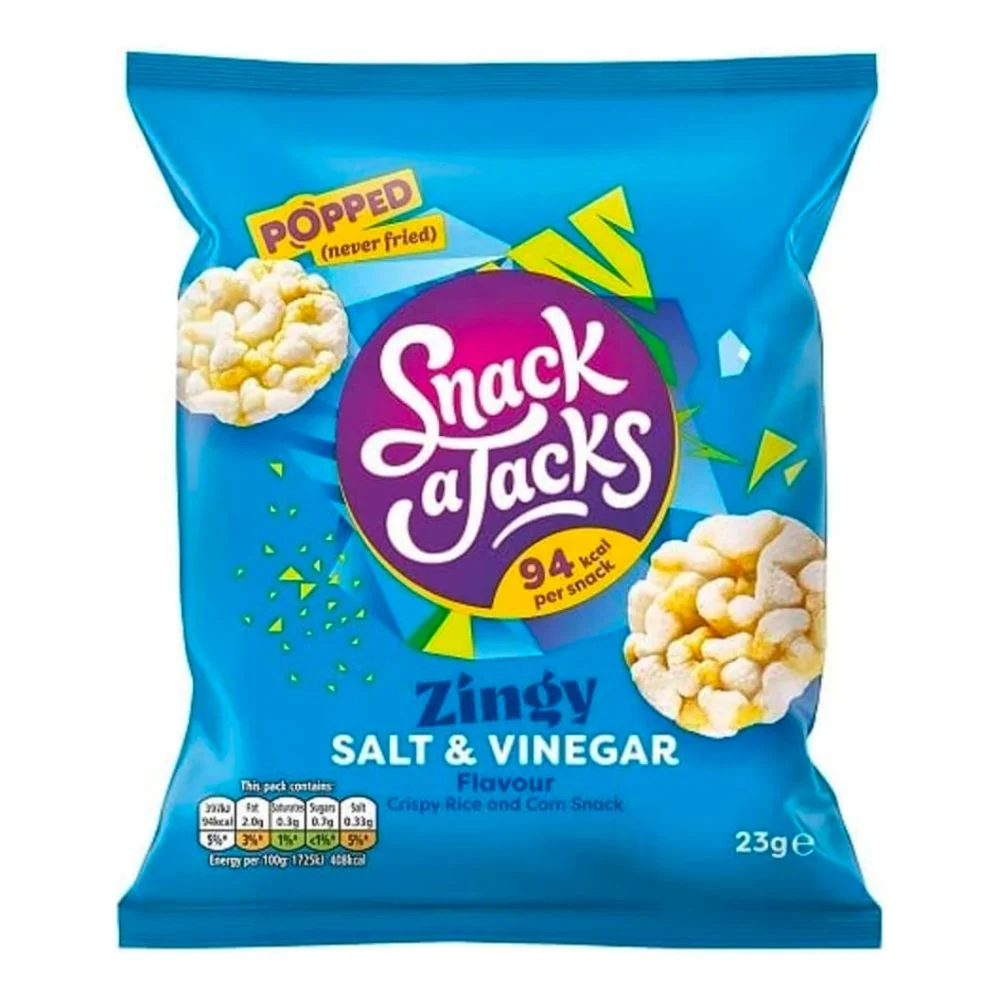 Snack Jacks Salt & Vinegar, snack rižinih čipsova s okusom soli i octa od 23g