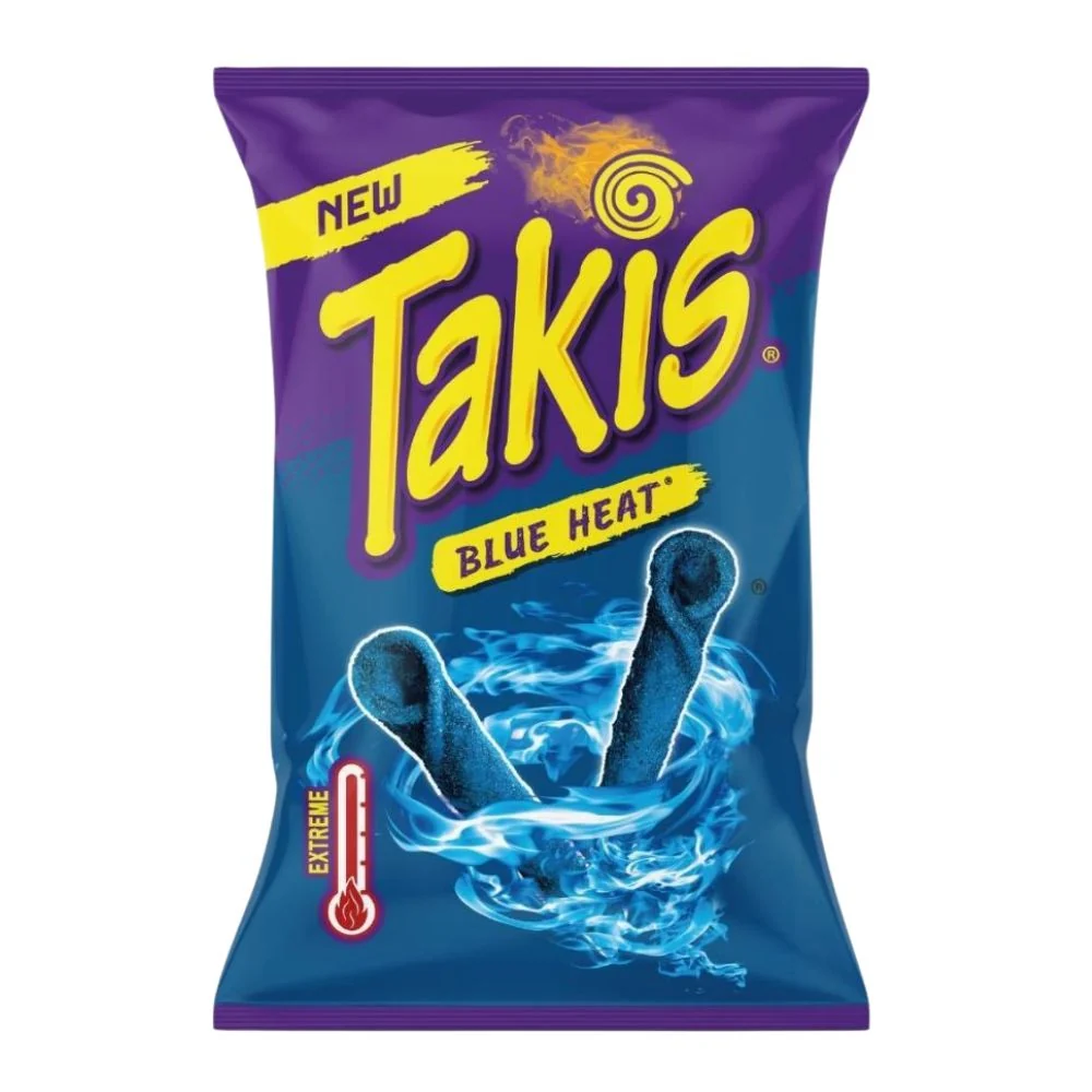 Takis Blue Heat, uvijeni čips od tortilje s okusom čilija i limete od 100g