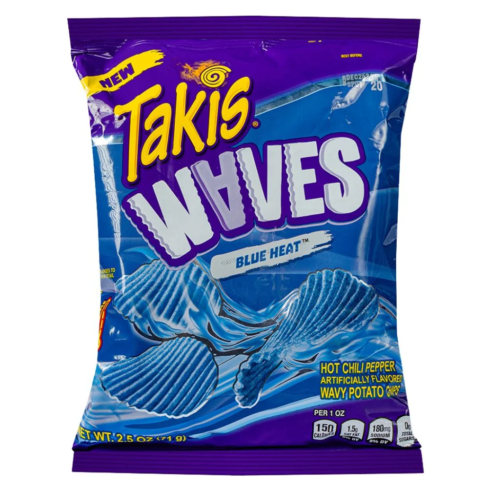Takis Waves Blue Heat, ljute čips grickalice s okusom limete od 71g