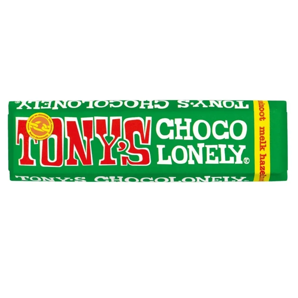 Tony's Chocolonely Milk Chocolate Hazelnut, čokoladna pločica s lješnjacima od 47g