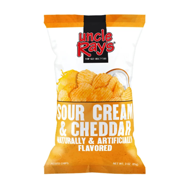 Uncle Ray's Sour Cream and Cheddar, pakiranje čipsa s okusom kiselog vrhnja i cheddar sira od 128g