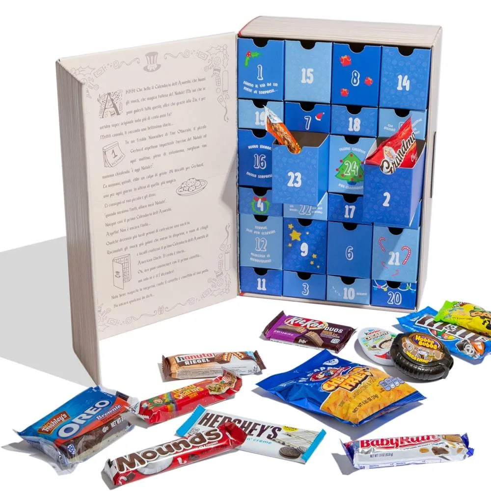 Vintage Adventski kalendar, kutija s +24 snack slatkih i slanih iznenađenja