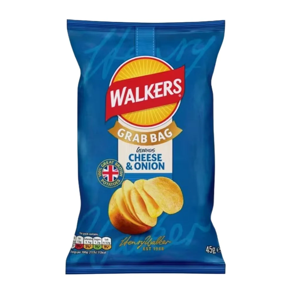 Walkers Glorious Cheese & Onion, krumpirići okusa sira i luka od 45 g