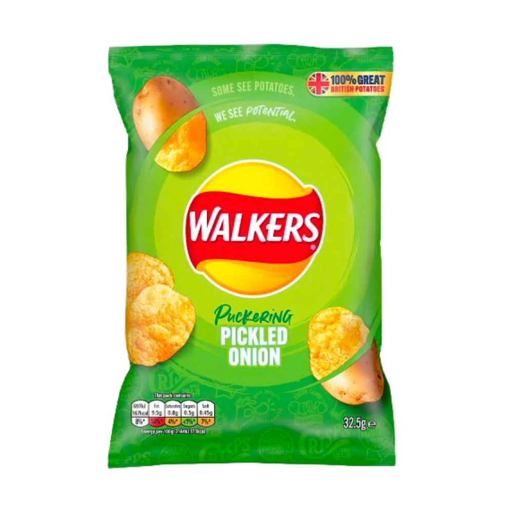 Walkers Puckering Pickled Onion, čips s okusom ukiseljenog luka od 32,5g
