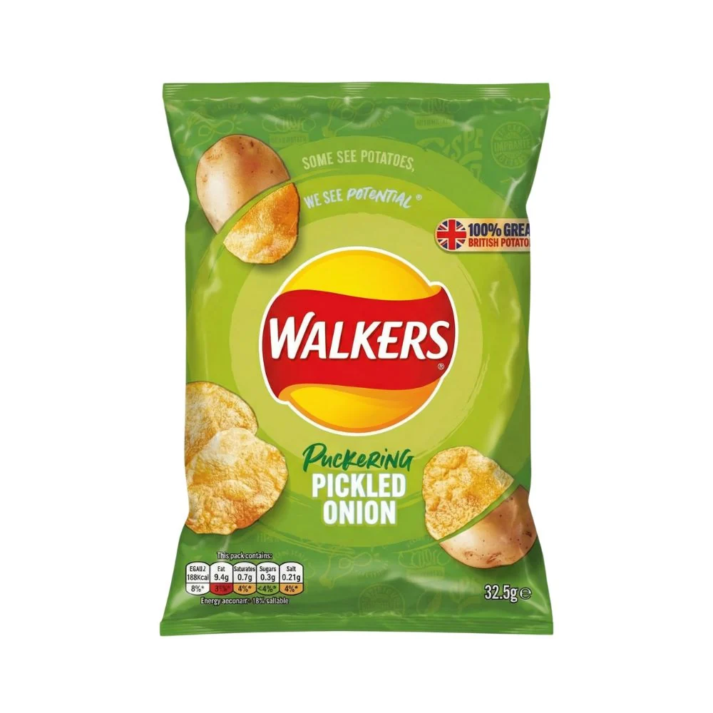 Walkers Puckering Pickled Onion, krumpirići okusa ukiseljenog luka od 32,5 g