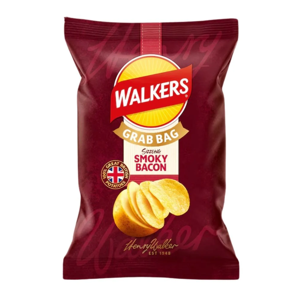 Walkers Sizzling Smoky Bacon, čips s okusom slanine od 45 g