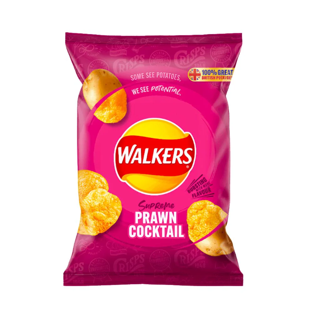Walkers Supreme Prawn Cocktail, čips s okusom koktela od škampa od 32,5g