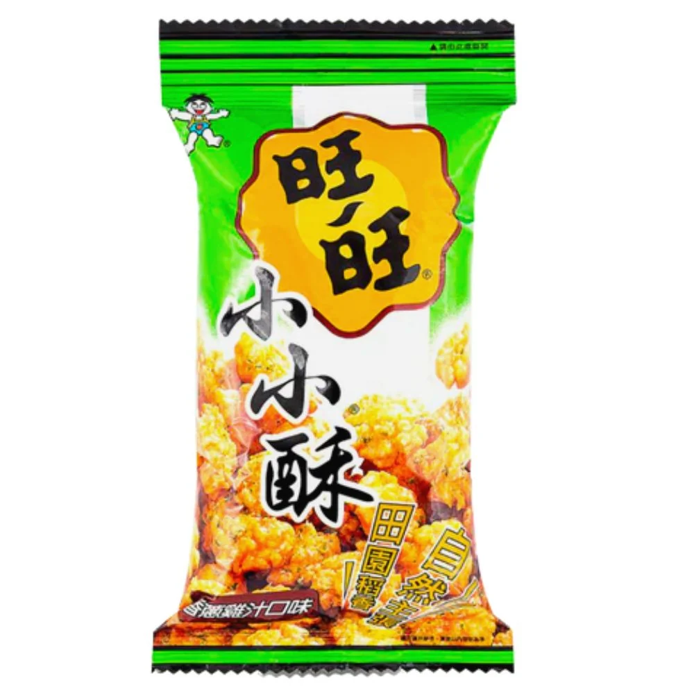 Want Want Fried Cracker Ball Spring Onion Flavour, snack pikantni hrskavi riž kreker s okusom mladog luka od 60g