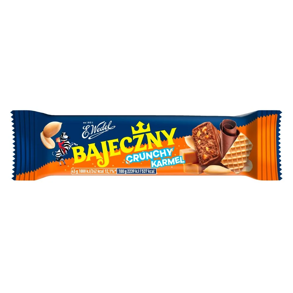 Wedel Bajeczny Crunchy Karmel, mliječna čokoladna pločica s karameliziranim kikirikijem i vaflom od 45g