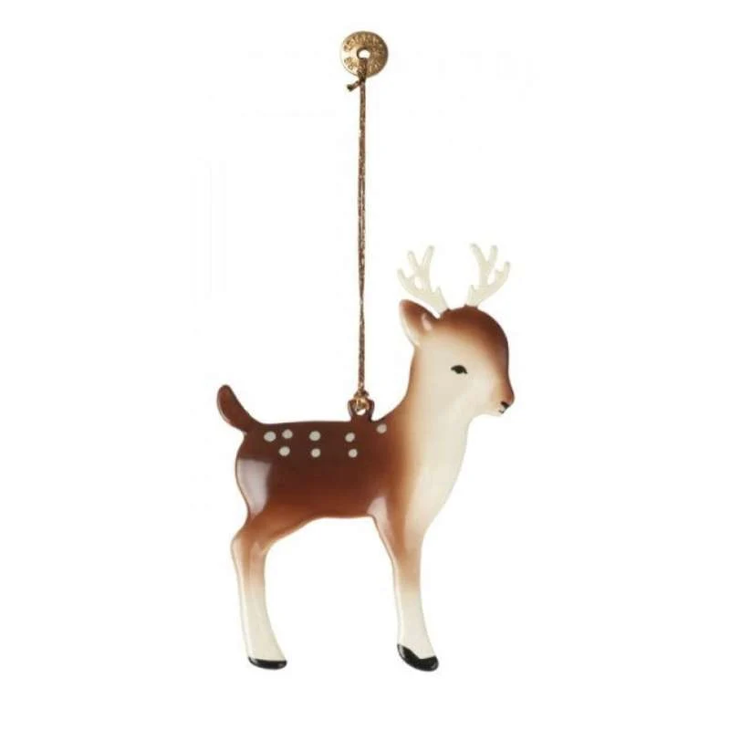 Maileg Božićna ukrasna kuglica od metala - Bambi - Smeđ (9 cm.)