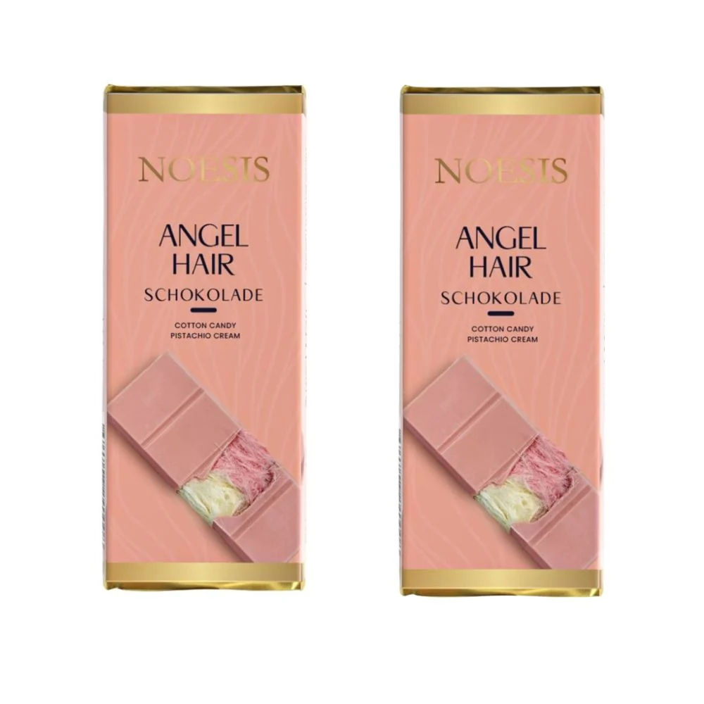 2x Noesis Angel Hair, Ruby čokolada punjena pismaniyeom od nara i kremom od pistacija od 75 g