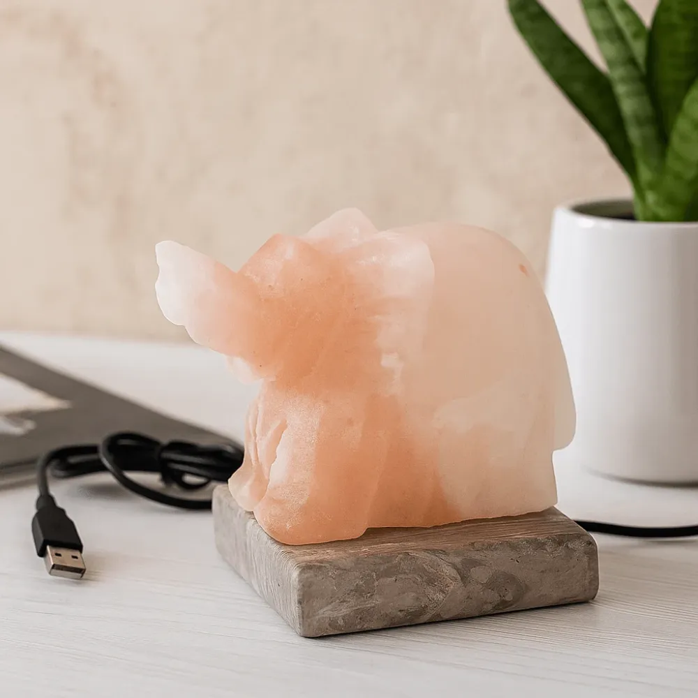 Himalajska solna lampa slon USB promjena boje