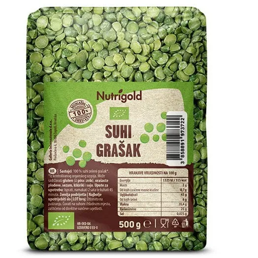 BIO Suhi grašak zeleni 500g Nutrigold