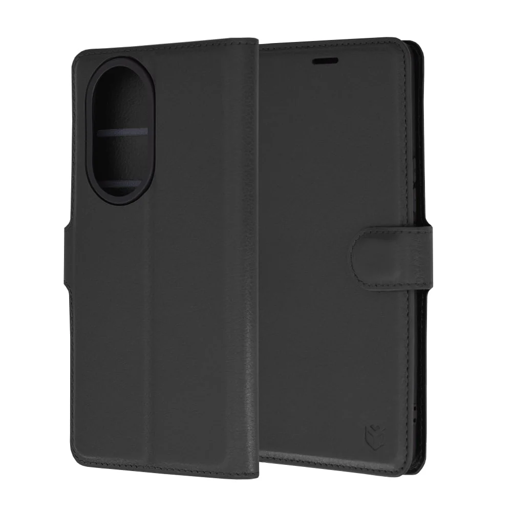 Techsuit Leather Folio preklopna maska za Honor 200 Pro – crna