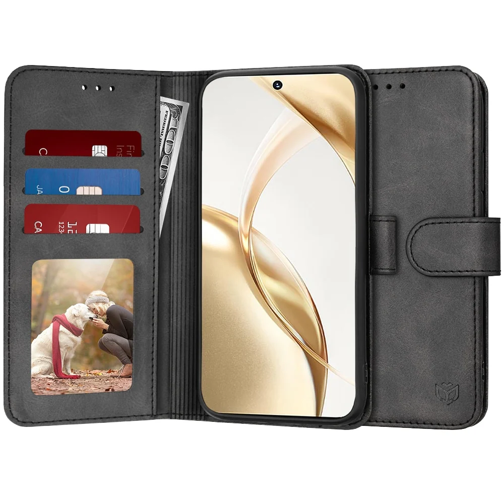 Techsuit Diary Book preklopna maska za Honor 200 - crna