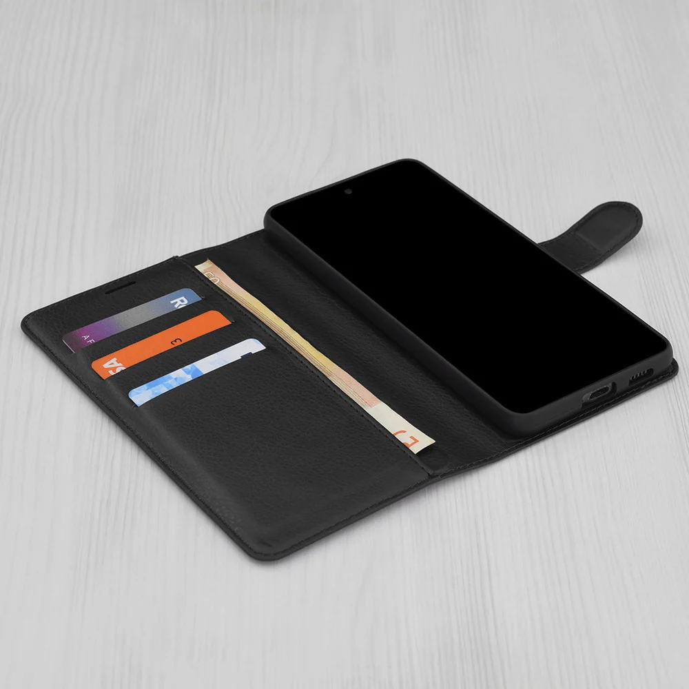 Techsuit Leather Folio preklopna maska za Honor 400 Lite – crna