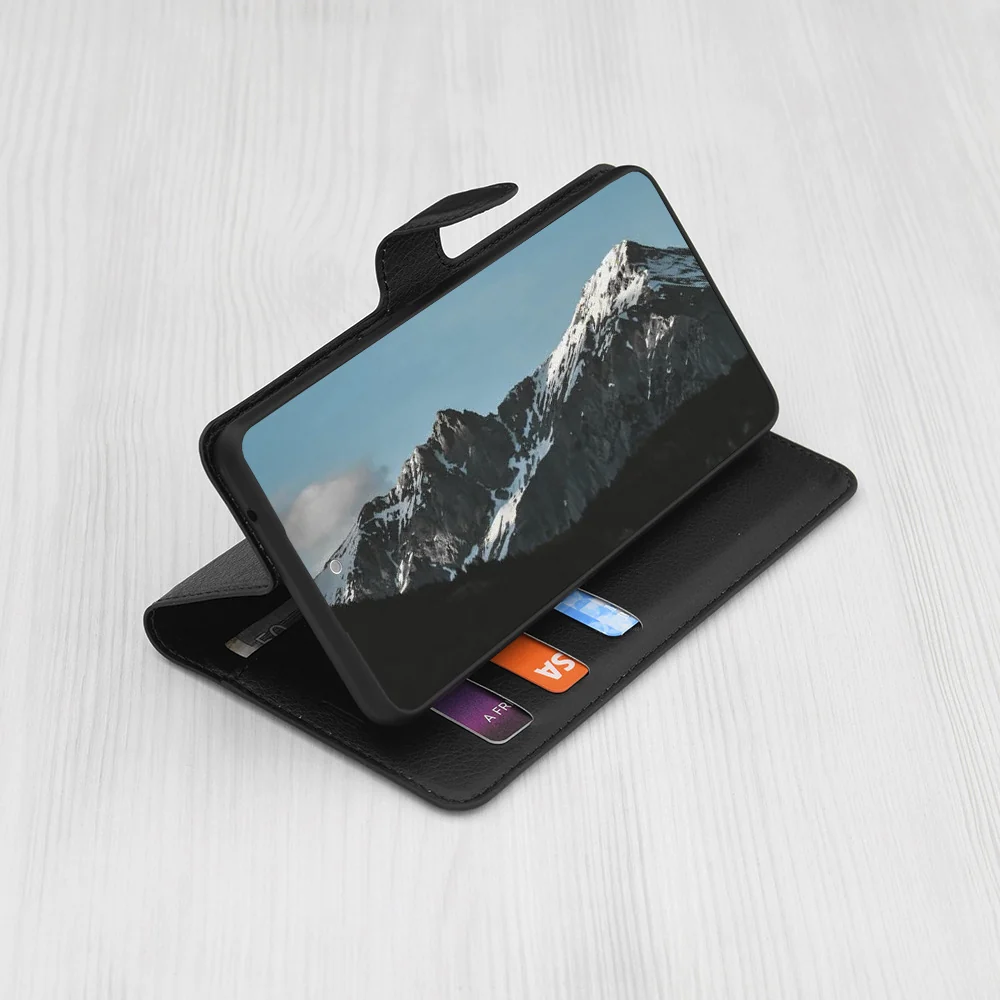 Techsuit Leather Folio preklopna maska za Honor 400 Lite – crna