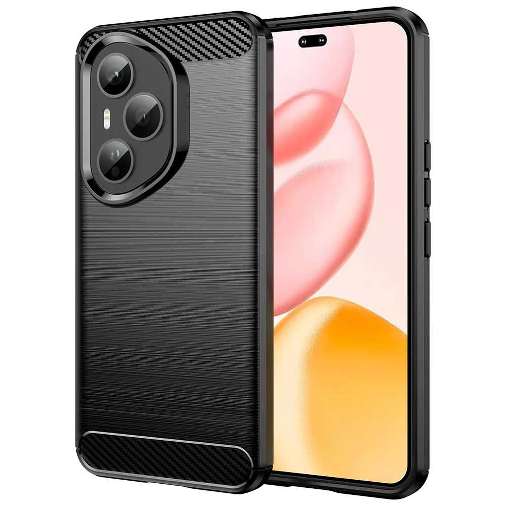 Techsuit Carbon Silicone maska za Honor 400 Pro – crna