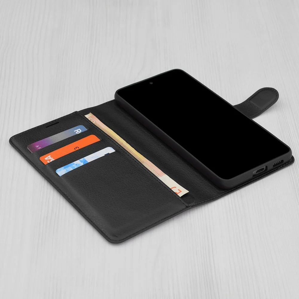 Techsuit - Leather Folio preklopna wallet maska za Honor 90 Lite - crna
