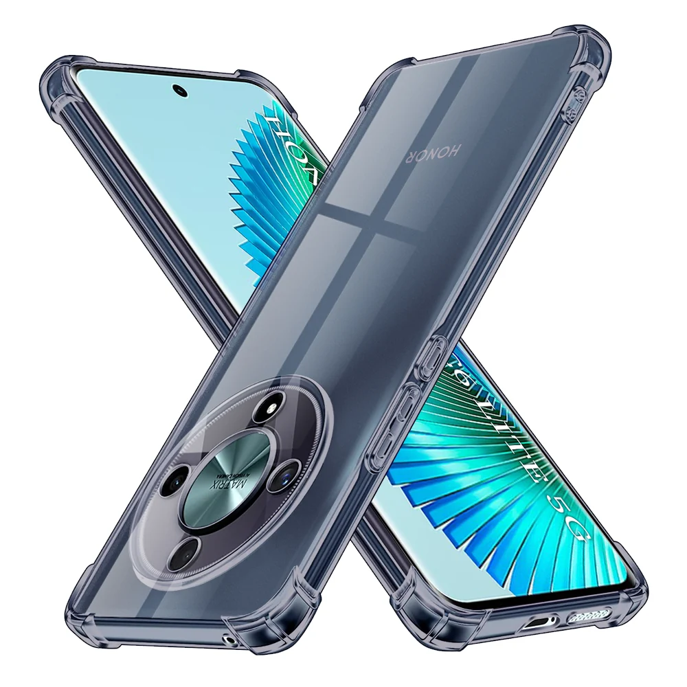 Techsuit Shockproof Clear Silicone zaštitna maskica za Honor Magic6 Lite – smoke crna