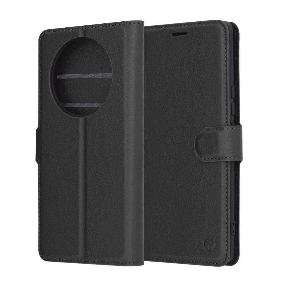 Techsuit Leather Folio preklopna maska za Honor Magic7 Lite / X9c – crna