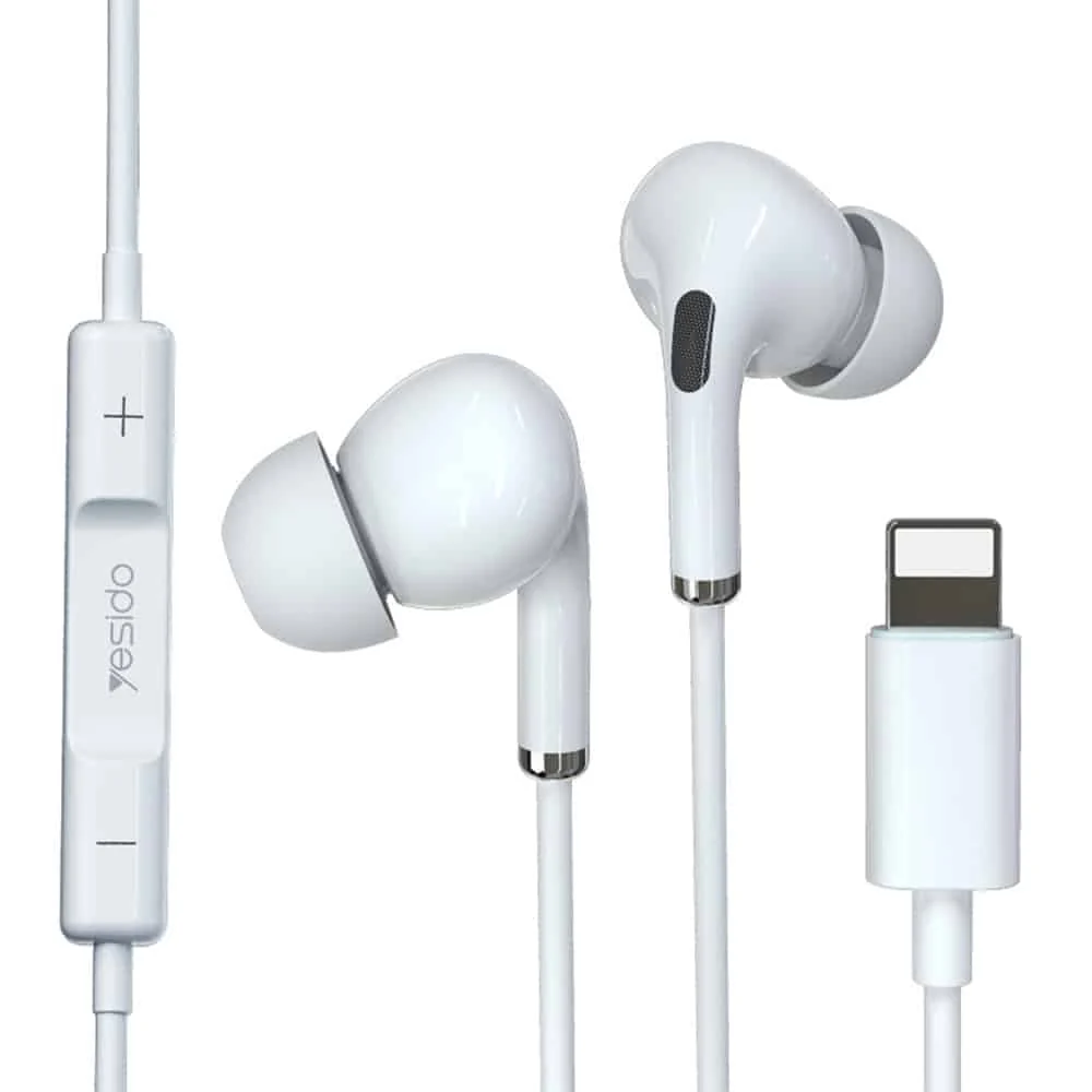 Yesido - Stereo slušalice (YH-36) - -ear, Lightning, 1,2 m - Bijele