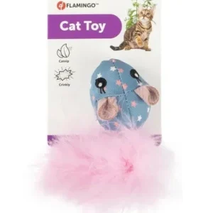 FLAMINGO Igračka za mačke Winny Miš, s catnipom i perjem, šuškava, 14cm
