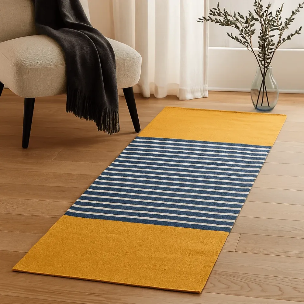 Tepih trkač od pamuka žuto plavi 70x170cm