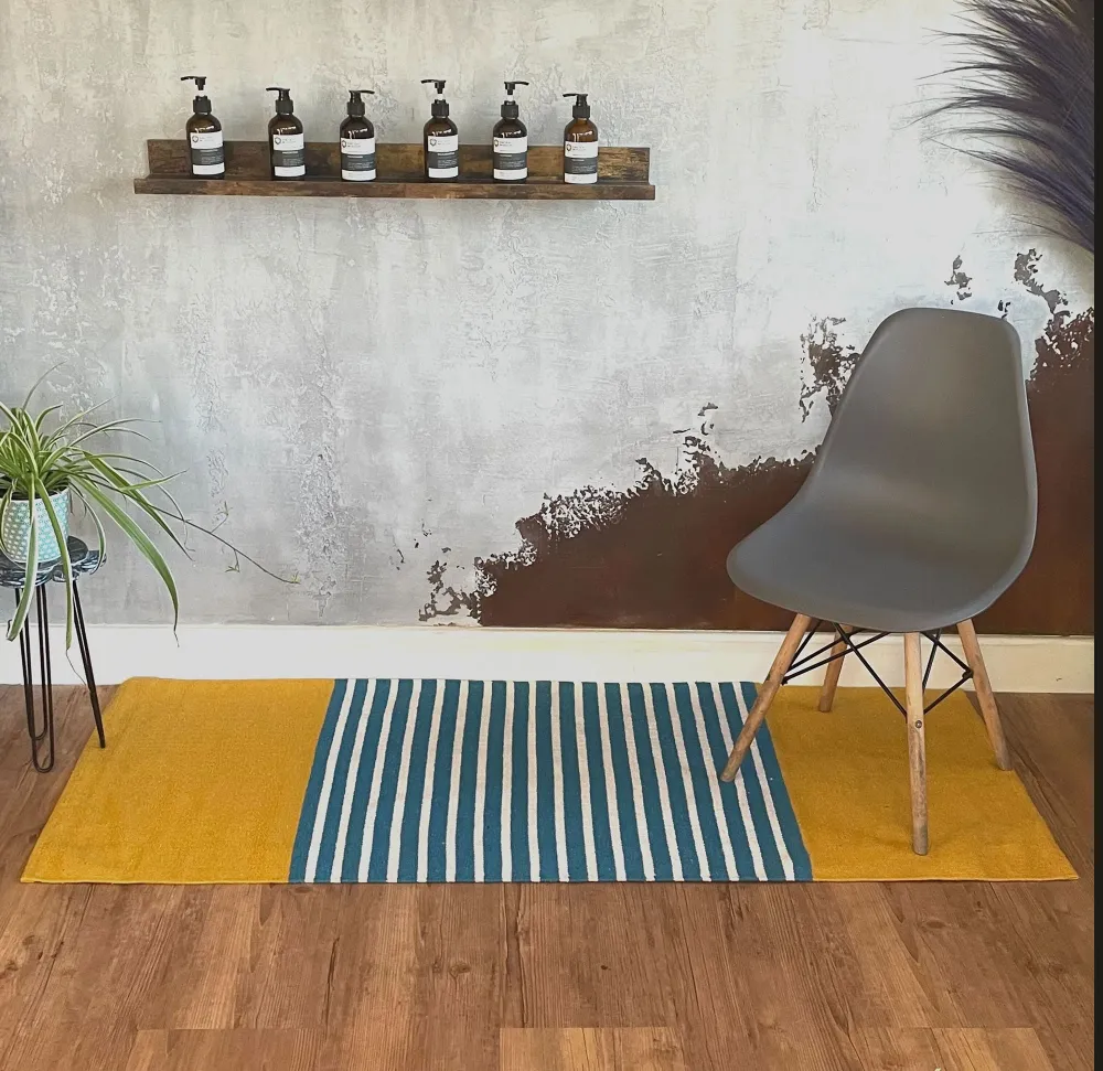 Tepih trkač od pamuka žuto plavi 70x170cm