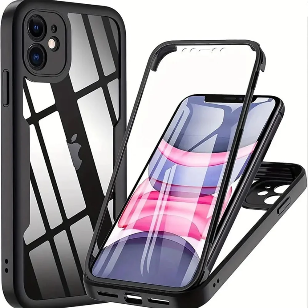 Techsuit - ColorVerse 360 Series obostrana zaštitna maska za iPhone 11 - crna