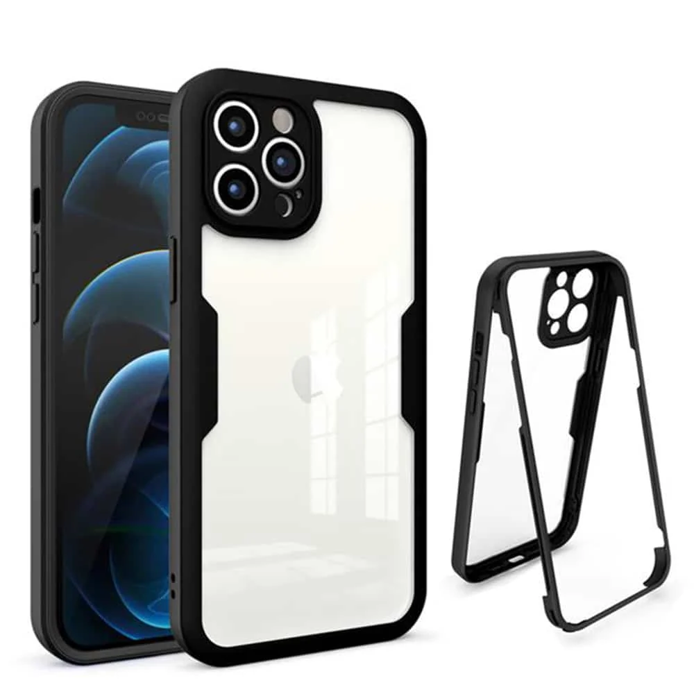 Techsuit – ColorVerse 360 Series obostrana zaštitna maska za iPhone 12 Pro Max – crna