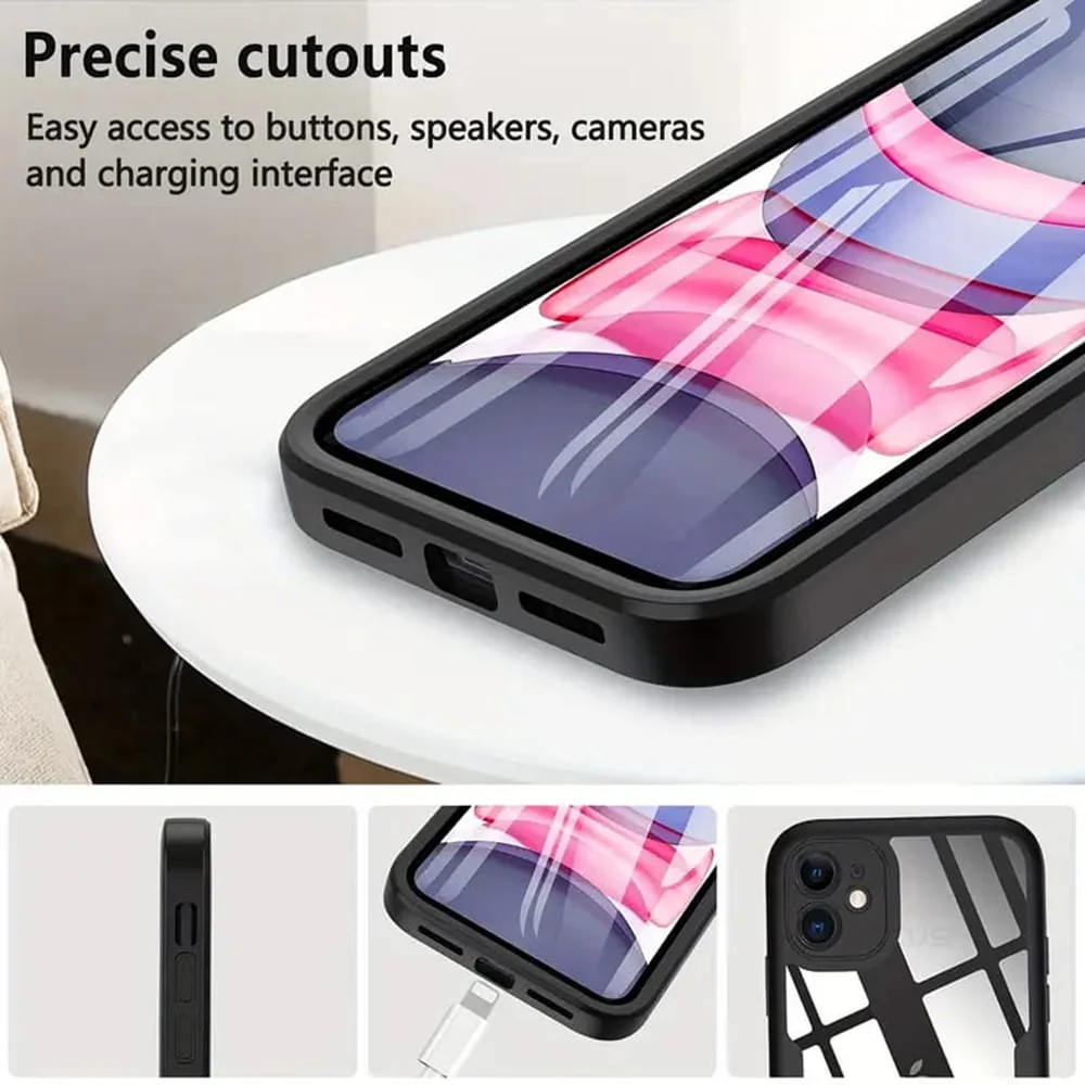 Techsuit – ColorVerse 360 Series obostrana zaštitna maska za iPhone 12 – crna