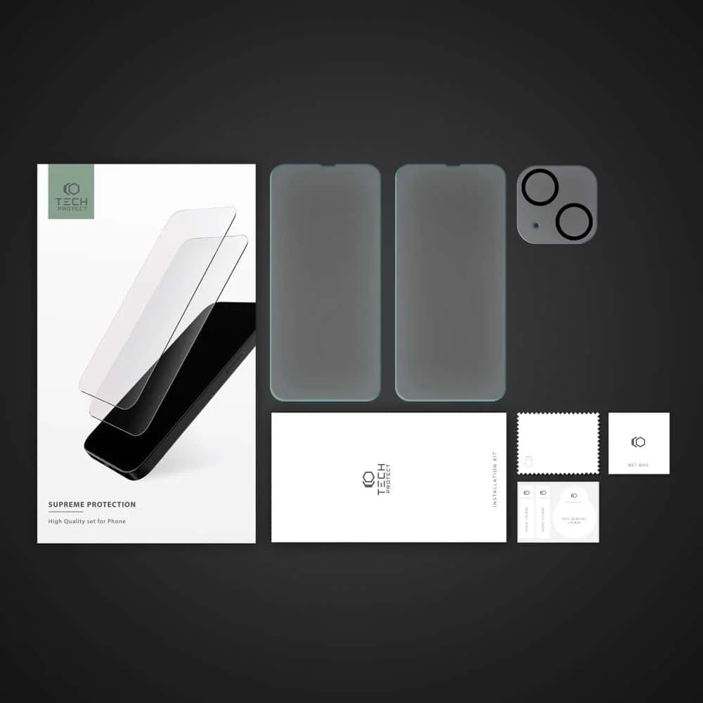 TECH-PROTECT SUPREME SET KALJENO STAKLO+STAKLO ZA KAMERU ZA IPHONE 14 PLUS CLEAR