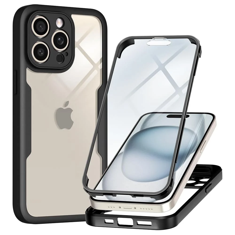 Techsuit – ColorVerse 360 Series obostrana zaštitna maska za iPhone 14 Pro – crna