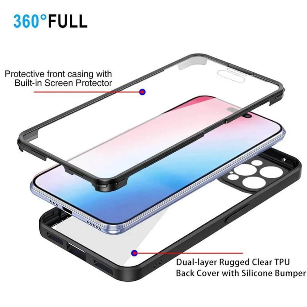 Techsuit – ColorVerse 360 Series obostrana zaštitna maska za iPhone 14 Pro – crna