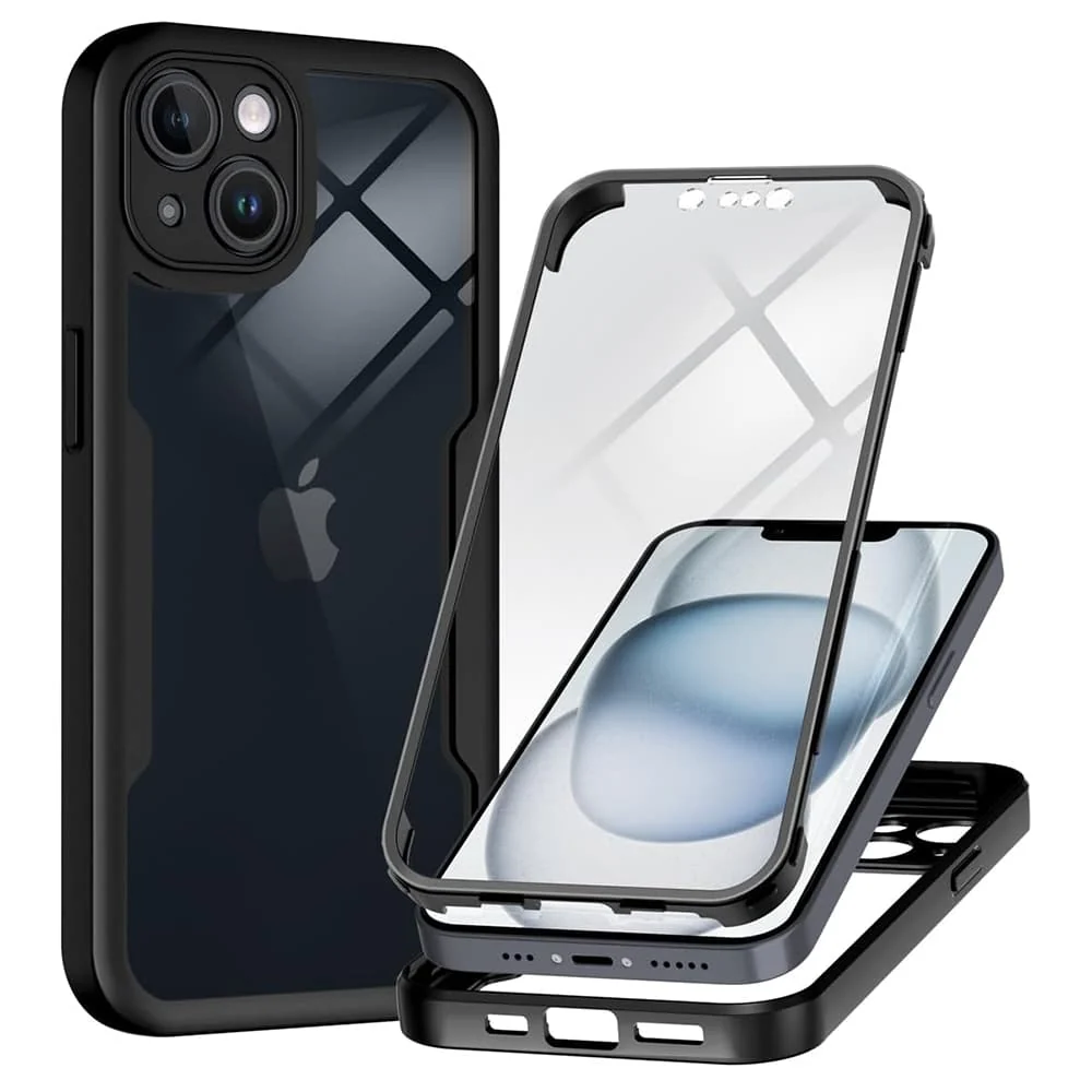 Techsuit – ColorVerse 360 Series obostrana zaštitna maska za iPhone 14 – crna