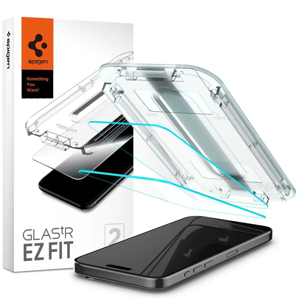 Kaljeno staklo SPIGEN Glas.TR EZ FIT 2 komada za IPHONE 15 PRO MAX prozirno