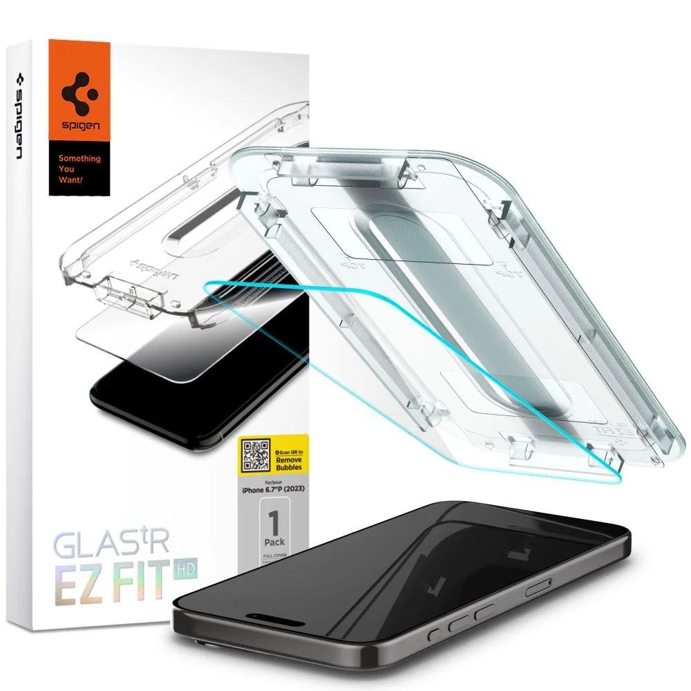SPIGEN GLAS.TR EZ FIT Kaljeno staklo za iPhone 15 Pro Max prozirno
