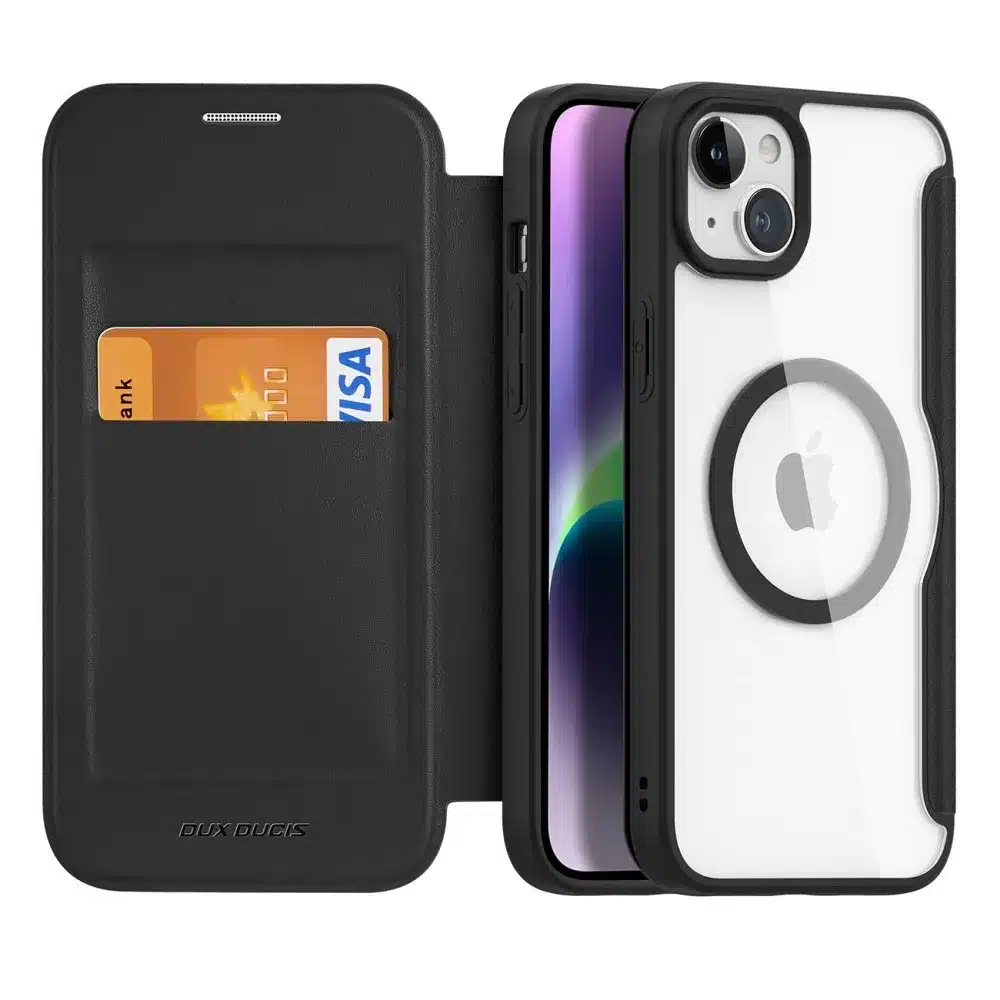 DUX DUCIS Skin X Pro - MagSafe kompatibilna preklopna torbica za Apple iPhone 15 crna
