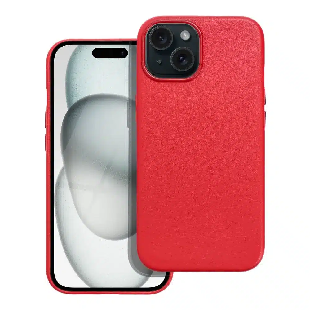 Kožna Mag Cover maska kompatibilna s MagSafe za iPhone 15 crvena
