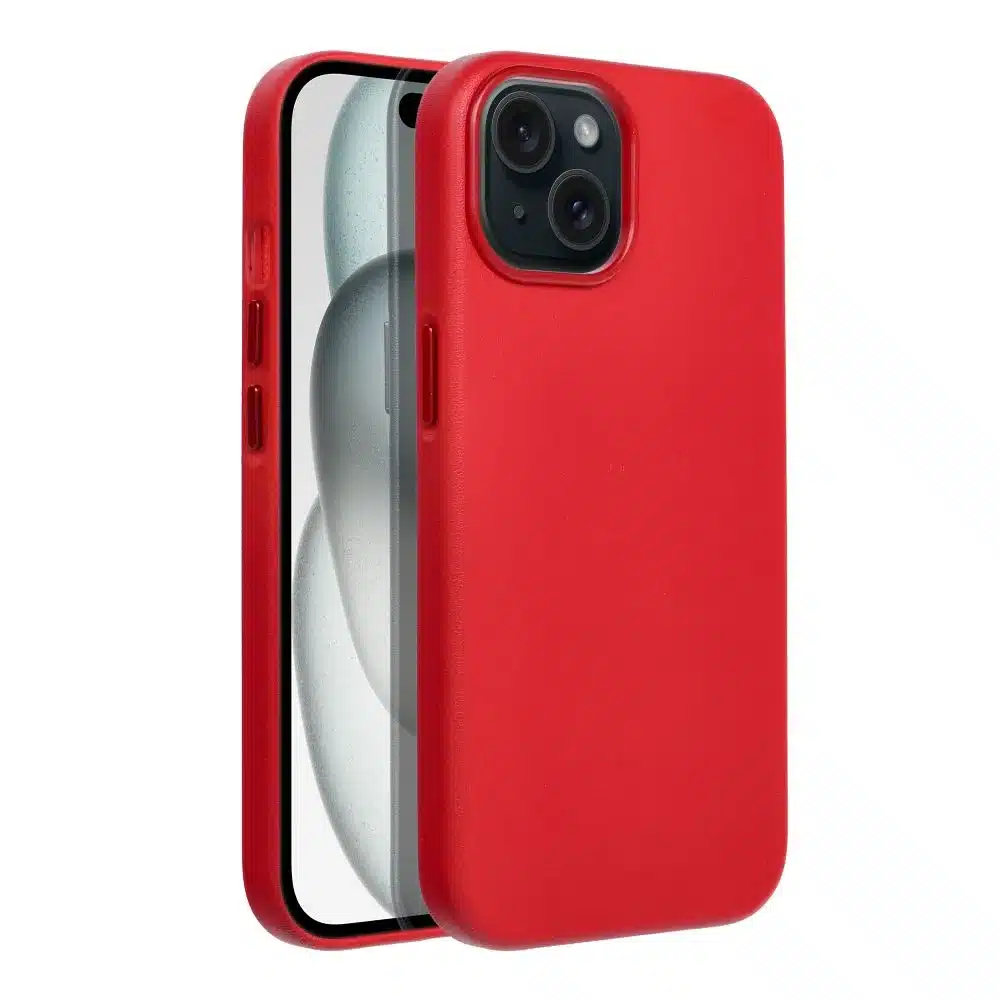 Kožna Mag Cover maska kompatibilna s MagSafe za iPhone 15 crvena