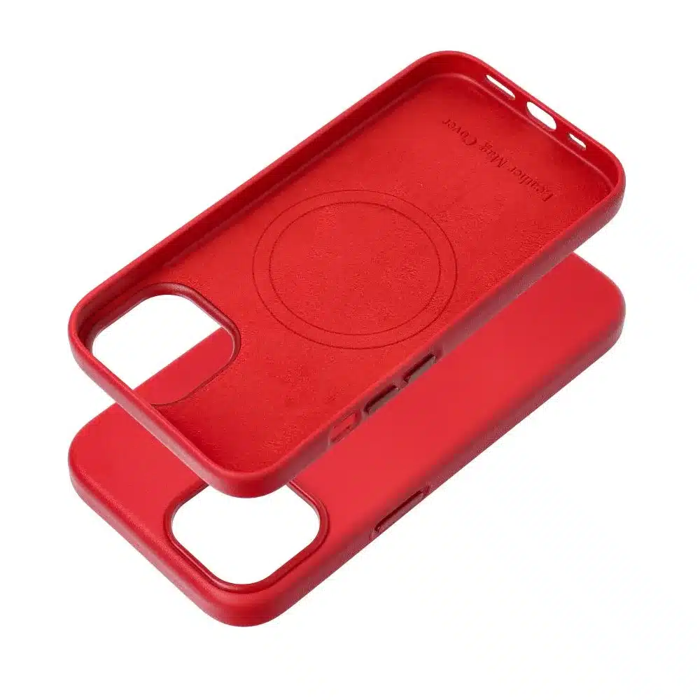 Kožna Mag Cover maska kompatibilna s MagSafe za iPhone 15 crvena