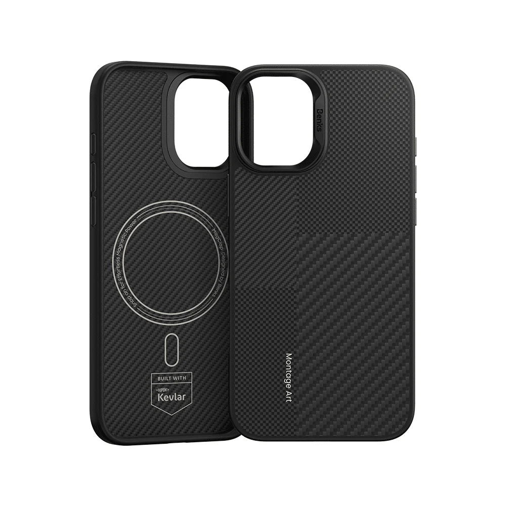 Benks Montage Magnetic Armor Pro kevlar metalni okvir 600D Case za iPhone 16 Plus crna