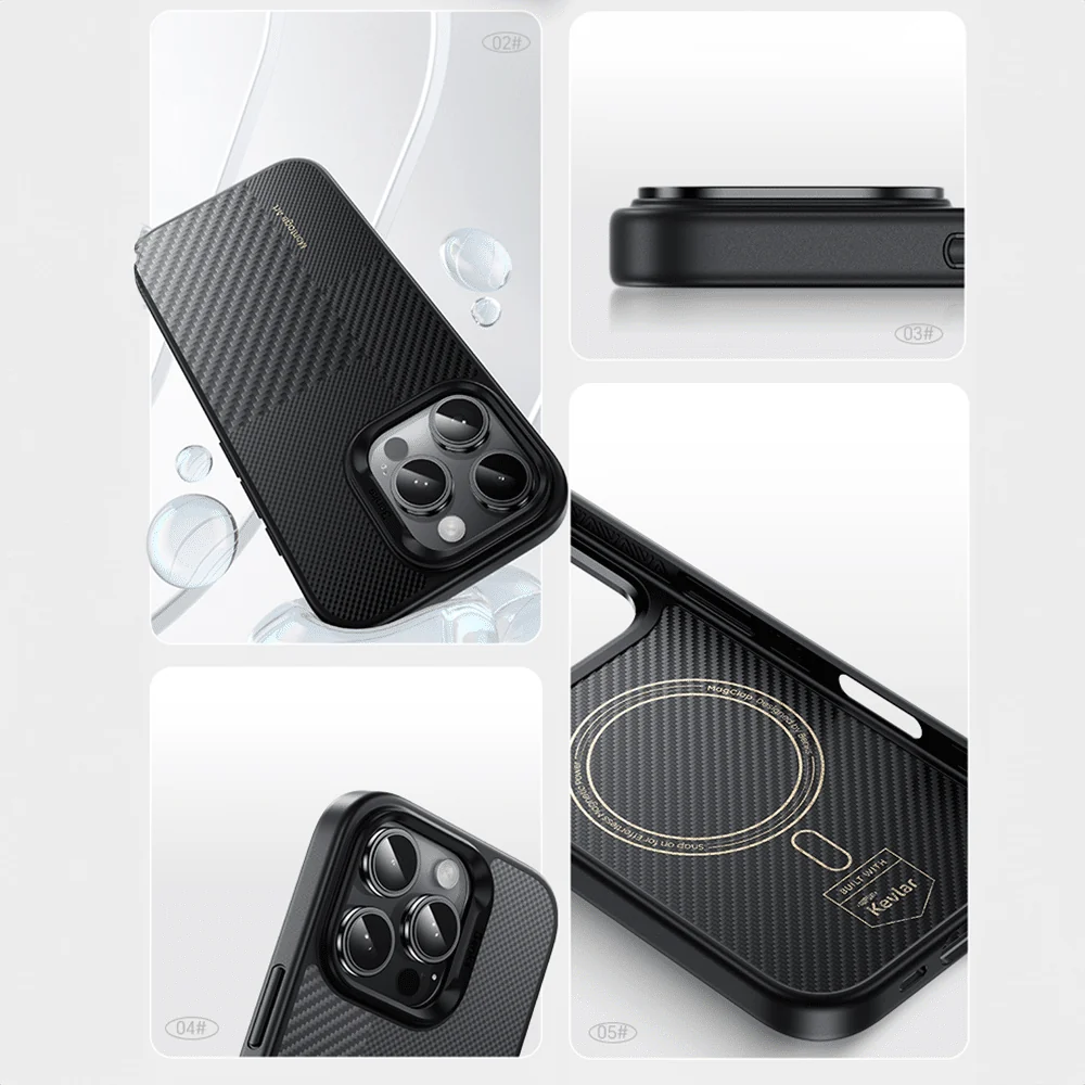Benks Montage Magnetic Armor Pro kevlar metalni okvir 600D Case za iPhone 16 Plus crna