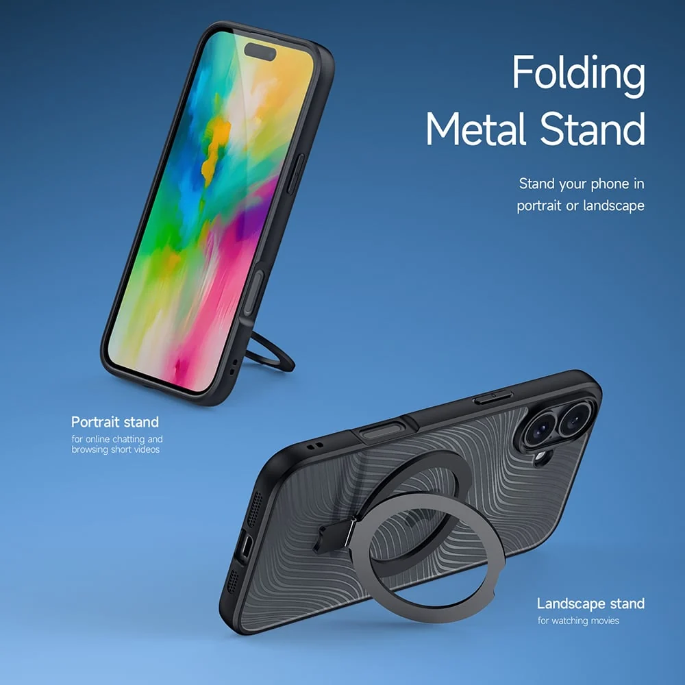 Dux Ducis Aimo Mag maska sa MagSafe i postoljem za iPhone 16 Plus - crna