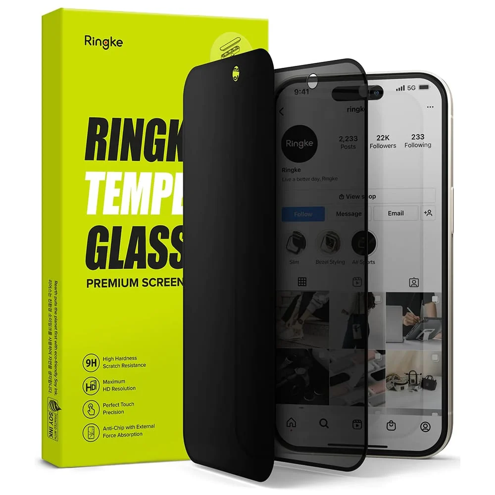 Ringke Cover Display ID Glass kaljeno staklo za iPhone 16 Plus / 15 Plus -Privacy