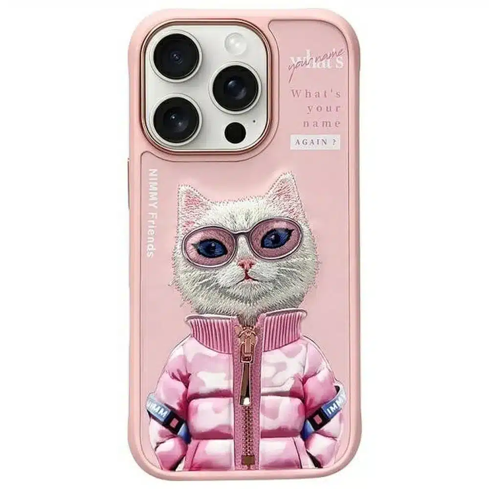 NIMMY COOL & CUTE 2.0 maskica s motivom mačke za iPhone 16 Pro Max, ružičasta