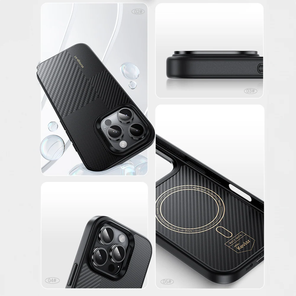 Benks Montage Magnetic Armor Pro Kevlar maska s metalnim okvirom za iPhone 16 Pro crna