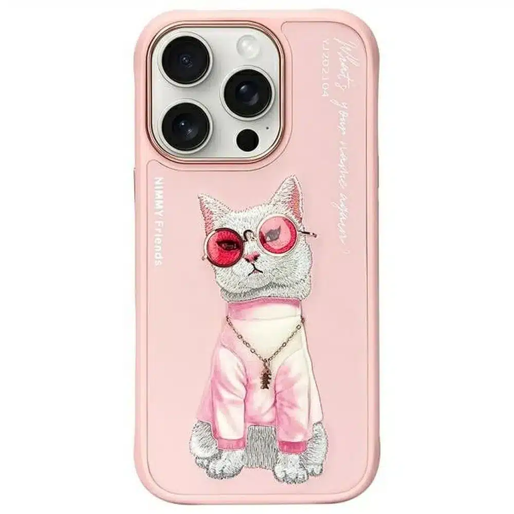 NIMMY GLASSES COOL CAT maskica za iPhone 16 Pro pink